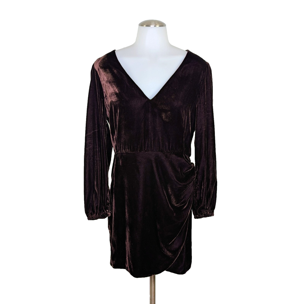 Paige Lawry Faux Wrap Mini Dress 8 Aubergine Velvet Whimsigoth Dark Romance Glam